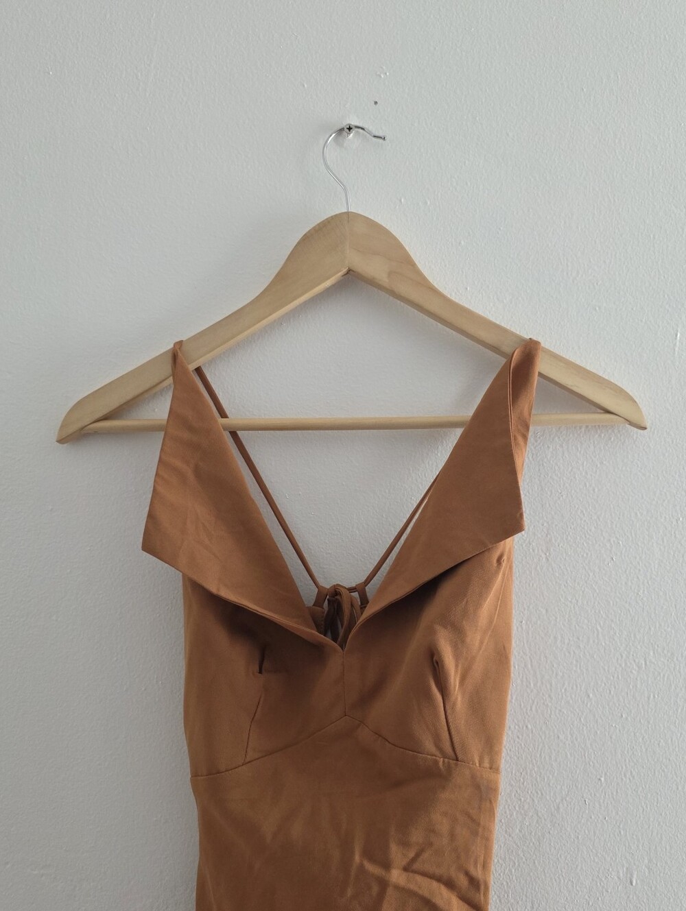 Mable | Rust Colored Midi Dress with Ruching